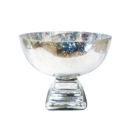 Decmode Modern 8 X 10 Inch Silver Glass Decorative Pedestal Bowl   568893761